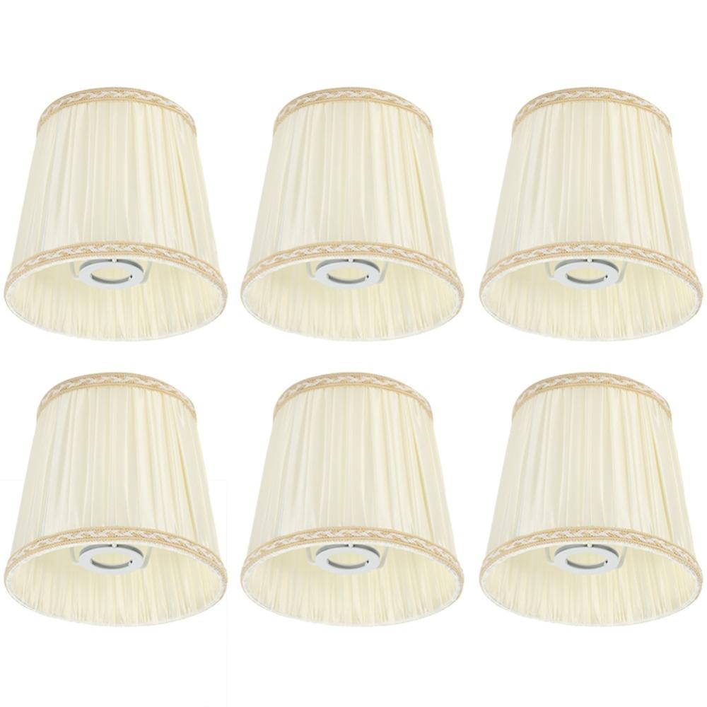 6PCS Cloth Fabric Lampshade Beige Color Pleated Lamp Shades Decorative Small Lamp Shade Table Lamps
