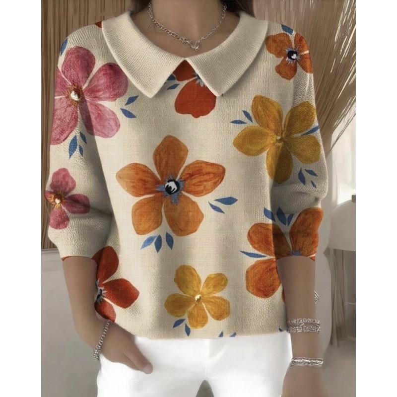 Womens Oversized Long Sleeve Crewneck Sweatshirt 2025 Fall Casual Pullover With 3D Print Acrylic Fabric