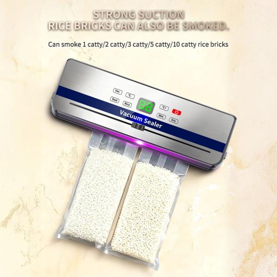 Electric Vacuum Sealer Machine Adjustable Seal Temperature Built-in Cutter Portable Food Sealer Touch Screen Bag Sealer for Kitchen Home Use
