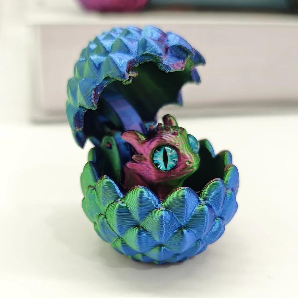 3D Printed Mini Crystal Small Dragon Egg Set (Random Eyes) Gradient Color Toy Desktop Ornament Children's Gift Home Decor