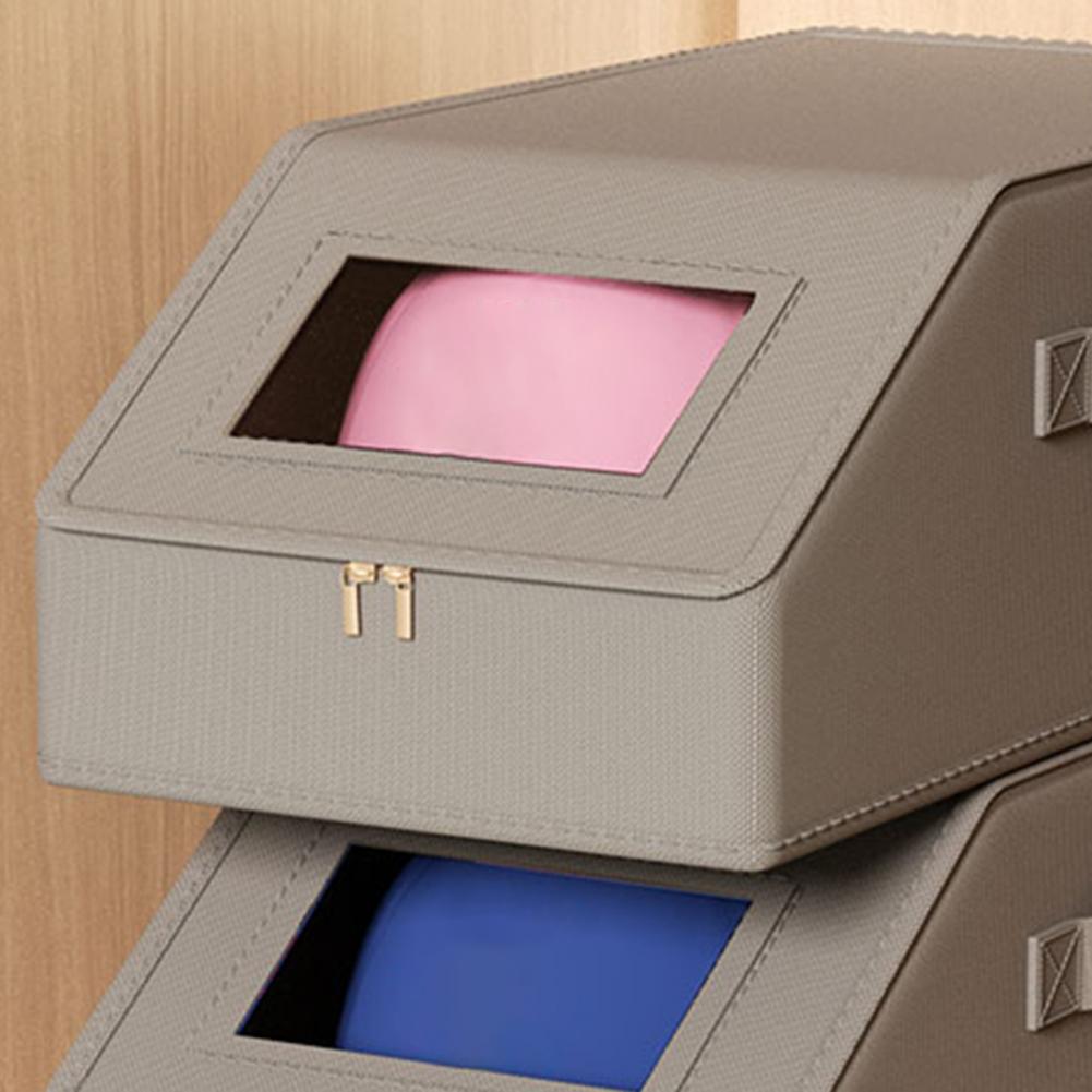 Hat Storage Box Baseball Cap Organizer with Transparent Window Stackable Hat Case Holds Up To 12 Caps for Closet Storage