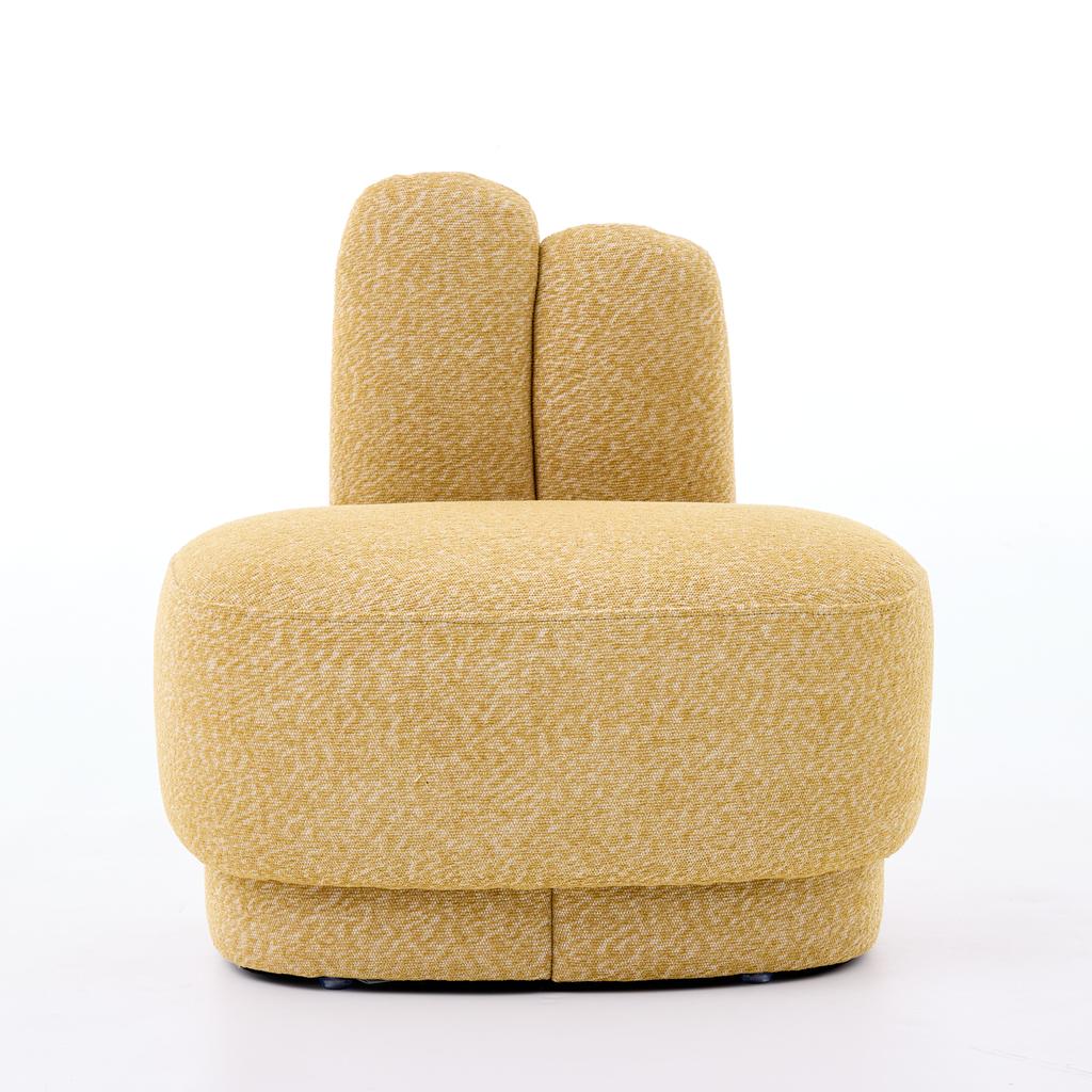 Cozy Bunny-Ear Fabric Ottoman - Fixed Upholstered Stool with Cute Ears, No Storage, Not Removable