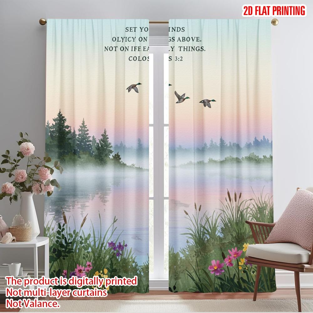 

2pcs 2D flat printing Curtain Set Your Minds Above Nature 100% Polyester Without Electricity Birthday Party Use for Holiday 52.50×116.00 CM 2pcs