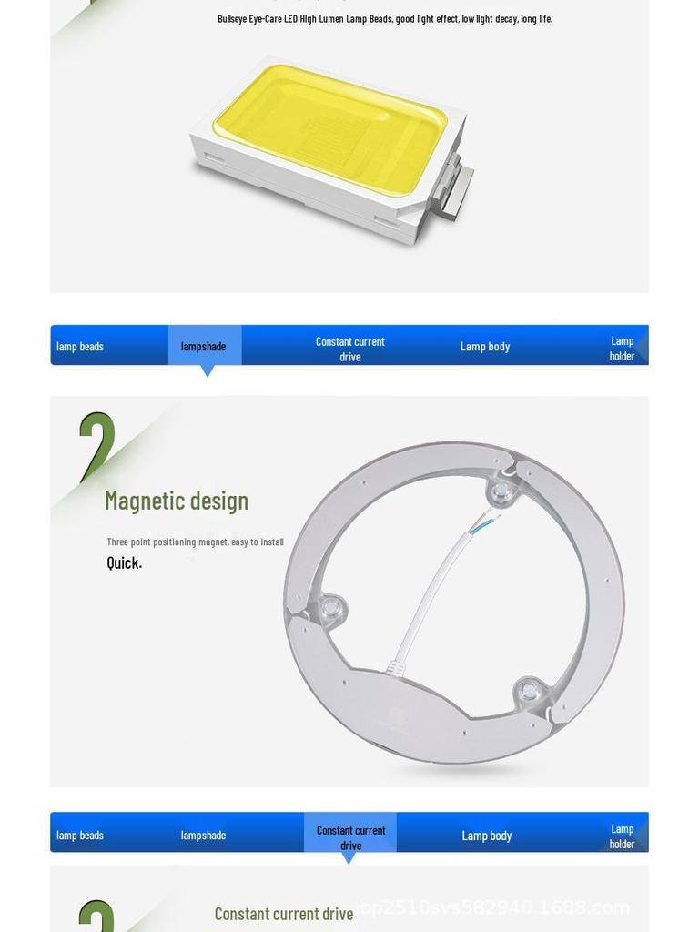 Round LED Replacement Ceiling Light for Home Office - Energy-Saving Light Board with Sticker
