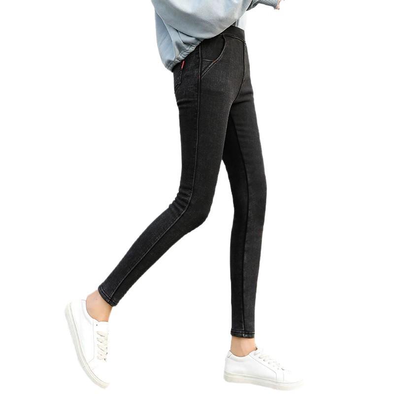 Women's High-Waist Imitation Denim Leggings - Small Size, Warm Cotton, Slimming, Plus Size Available, Tight Fit for Spring and Autumn