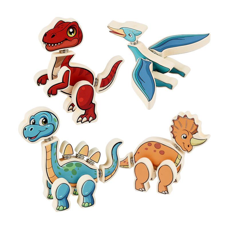 Wooden Dinosaur Building Blocks Educational Toy For Kids Developmental Play