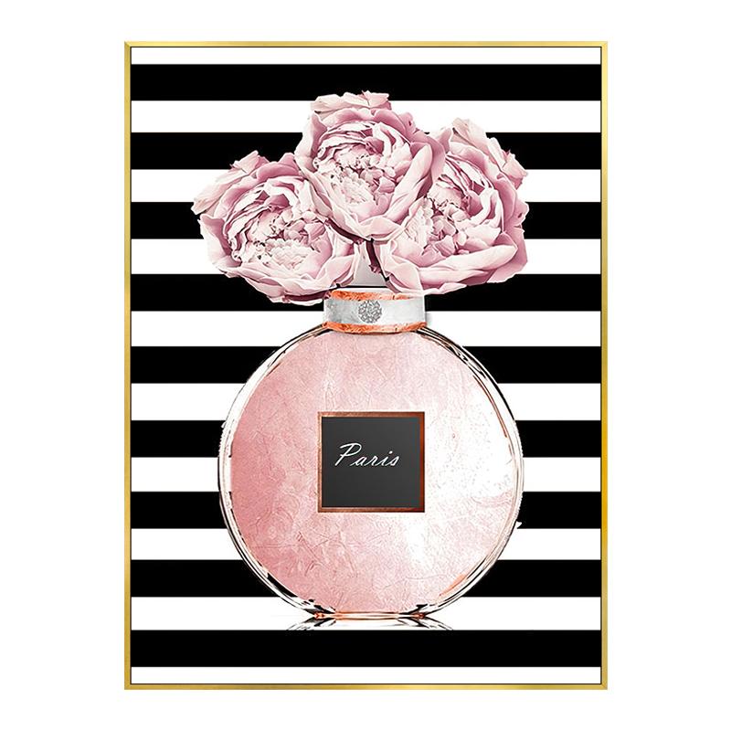 

Nordic Pink Flower Perfume Poster High Heels Fashion Sexy Woman Decorative Prints Paints Canvas Wall Pictures Girl Room Decor 40x50cm No Framed