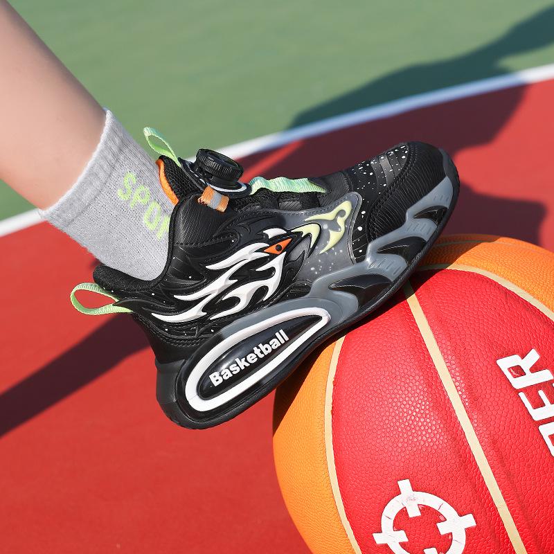 2025 Autumn/Winter Trendy Boys' Leather Basketball Shoes - Durable, Non-Slip, Soft Sole for Kids