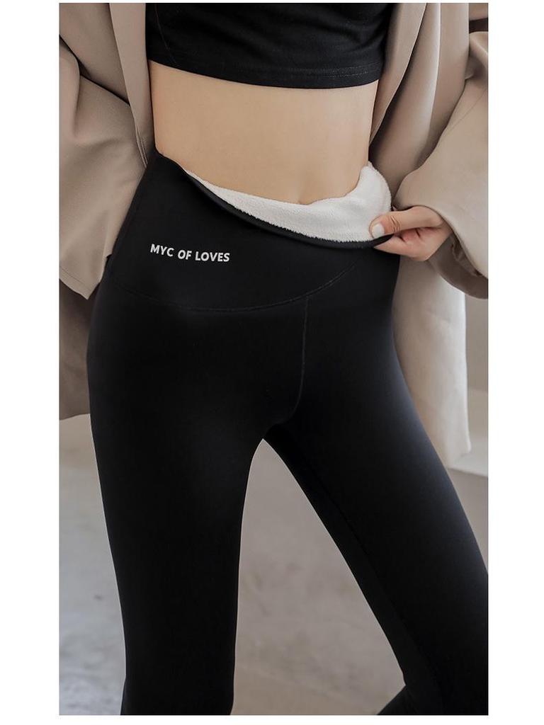 High Waist Women's Velvet-Lined Yoga Leggings - Slimming & Thick Shark Skin Barbie Pants for Autumn/Winter