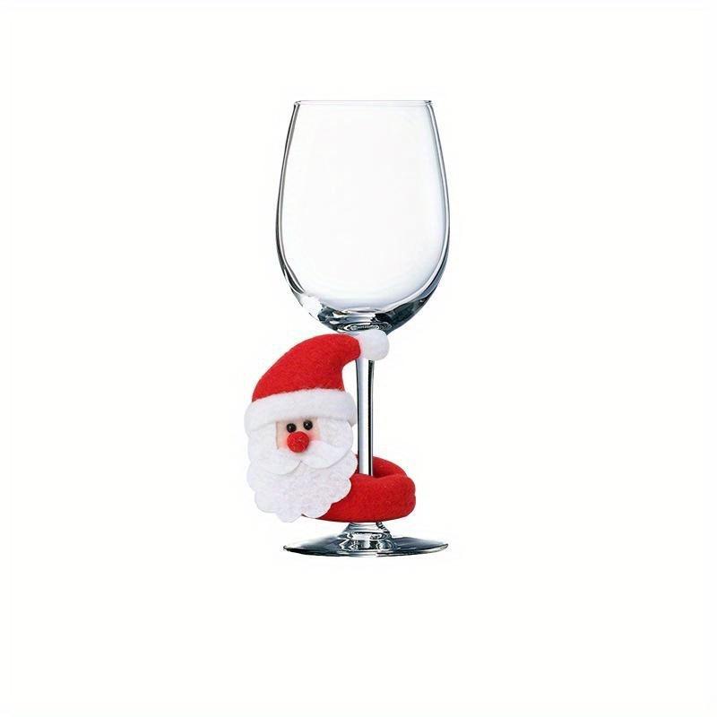 6Pcs/SET Christmas Wine Glass Cover Santa Claus Elk Snowman Wine Cup Cover Tags Decoration Xmas New Year Table Decor