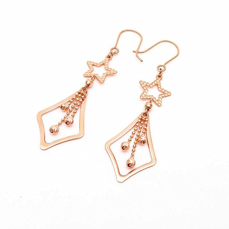 Фиолетово-золотые серьги-бахрома  Чистая звезда  с покрытием из розового золота, легкая роскошь, иностранный стиль, золотые серьги