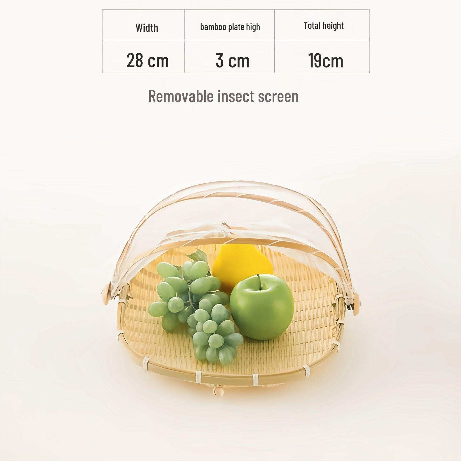 Круглая бамбуковая веялка: Защищающее от мух, защищающее от насекомых сито для бытового хранения и сушки.