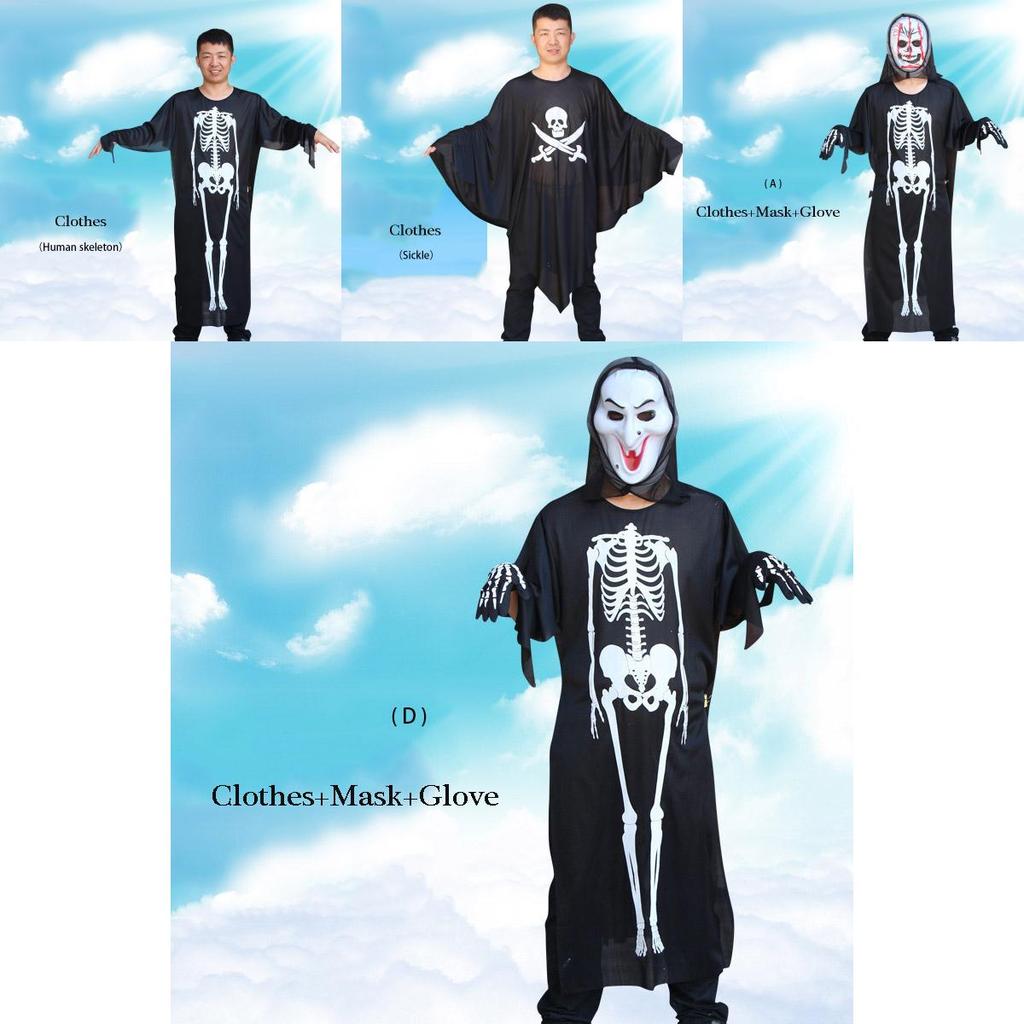 Premium Quality Halloween Costume Masquerade With Human Skeleton Ghost And Devil Mask