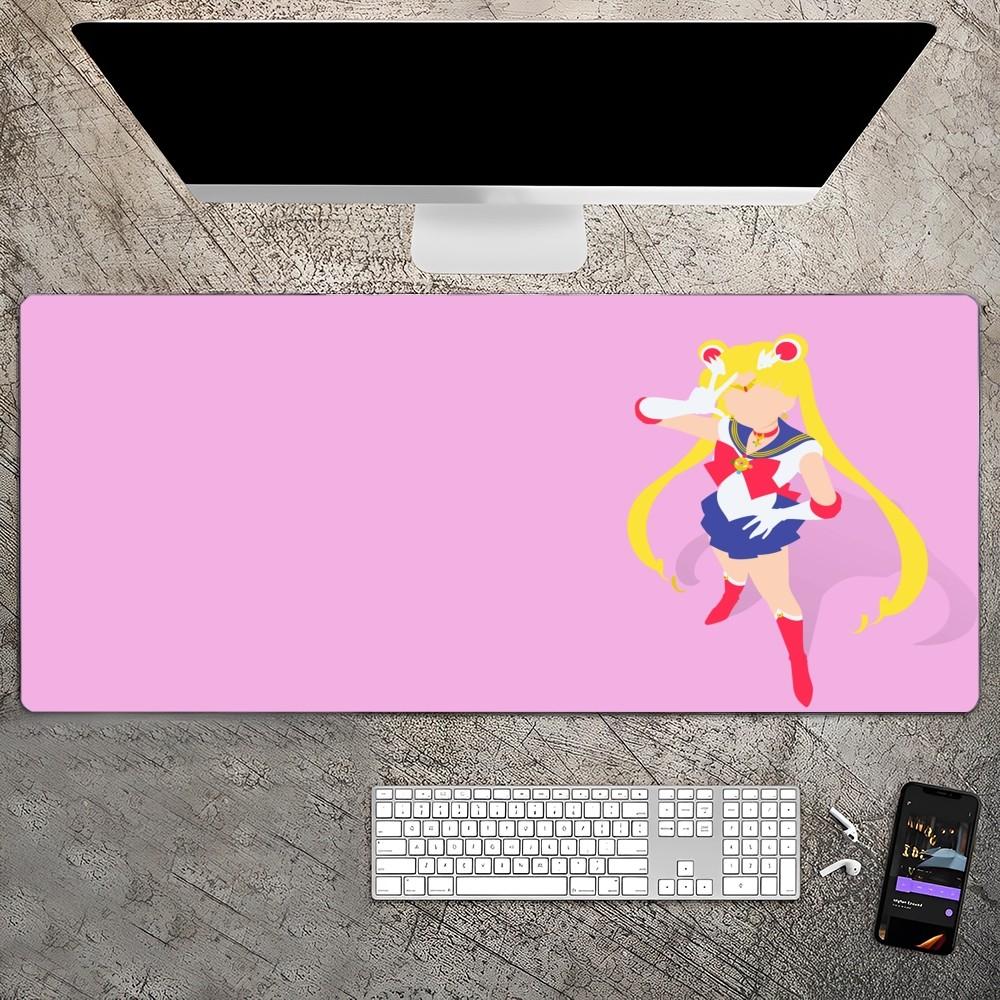 Cute S-Sailor-Moon Mousepad Custom Skin Desktop Desk Mat Kawaii Gaming Accessories Students Writing Pad for PC Computer Table