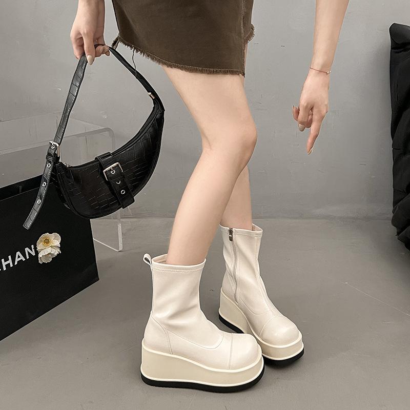 Thick-soled Round-head Martin Boots Women's Summer New Simple Temperament Short Boots