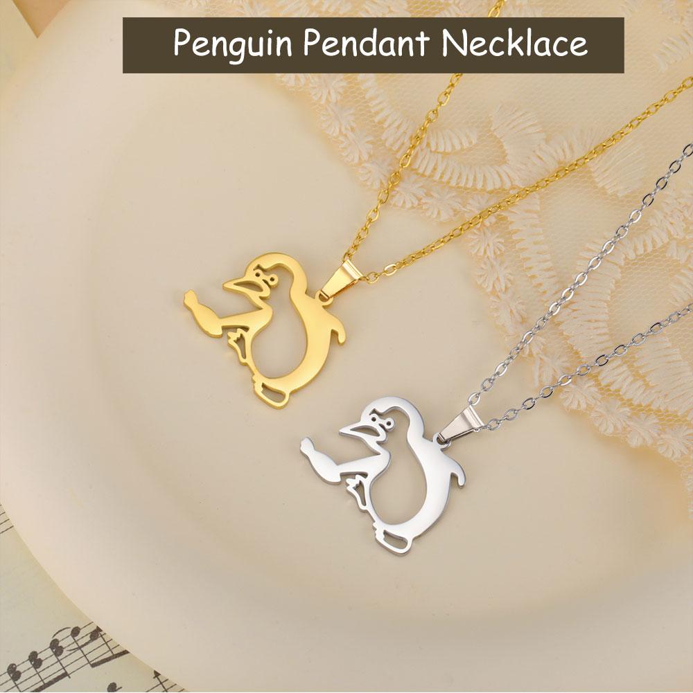 Cazador Walking Penguin Women's Necklace Cute Stainless Steel Animal Neck Chain Birthday Valentine Gift 2026 Jewelry New Trendy