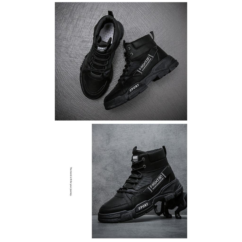 Casual Outdoor Work Boots,Trendy Men's Shoes Fashion Leather Boots,British High Top Men's Boots