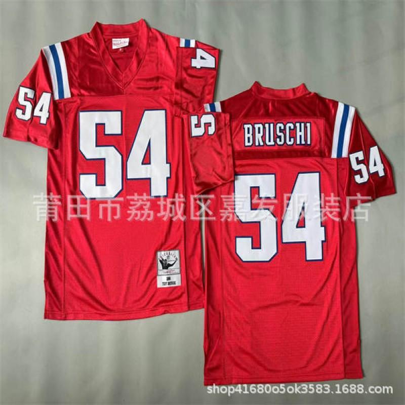 Retro American Football Jersey Mens Cotton T-Shirt Vintage Team Patriot 12 24 28 Short Sleeve Fall