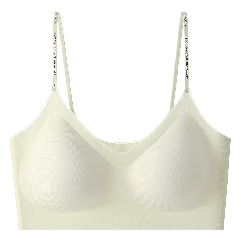Ultra-thin ice silk seamless underwear women's non-empty cup sexy letters with beautiful back jelly no steel ring bra comfortable small chest