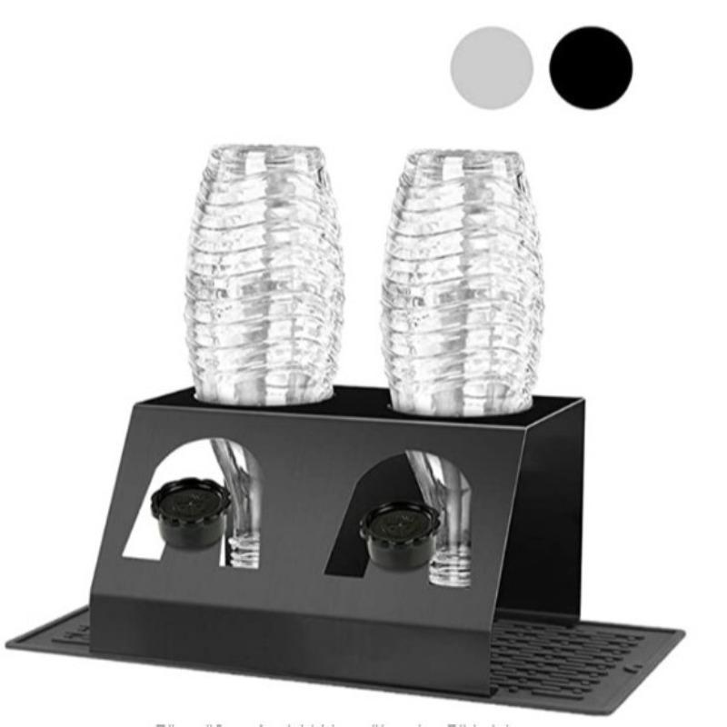 

Soda Bottle Rack, Drain Rack 201 Two Holes, Three Holes and Four Holes, Black Silver, Soda Bottle Rack, Plus Brush Silicone Pad.