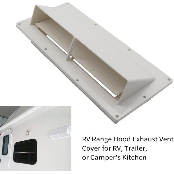 RV Range Hood Exhaust Hood, Range Hood Vent Cover with Lockable Clip,RV Microwave Vent Cover for Outside Exterior Side Vent Microwave Vent Cover