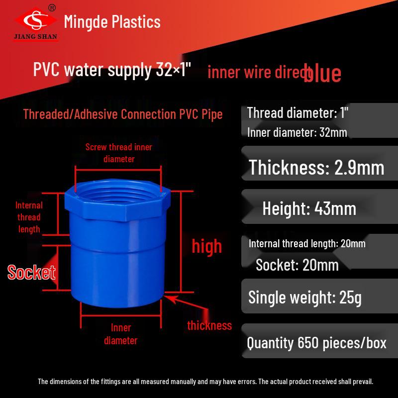 PVC Female Threaded Coupling for Water Pipes - All-Plastic Joint Fittings Accessories