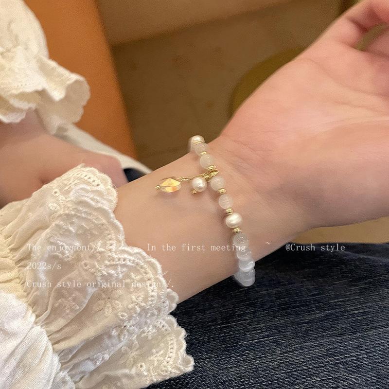 French sweet opal love pearl bracelet women ins light luxury niche design high-end personalized versatile bracelet