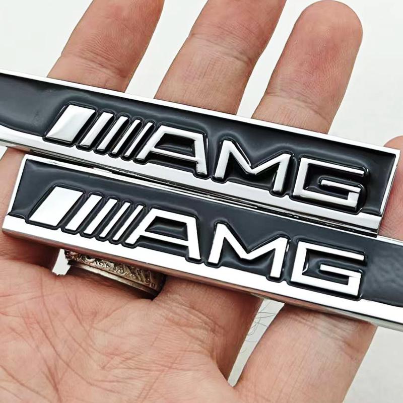 AABHA1 2pcs 3D Metal Car Fender Side Wing Mercedes AMG Logo Emblem Badge Sticker For Mercedes Benz AMG B C E G Class GLB GLC GLK GLE