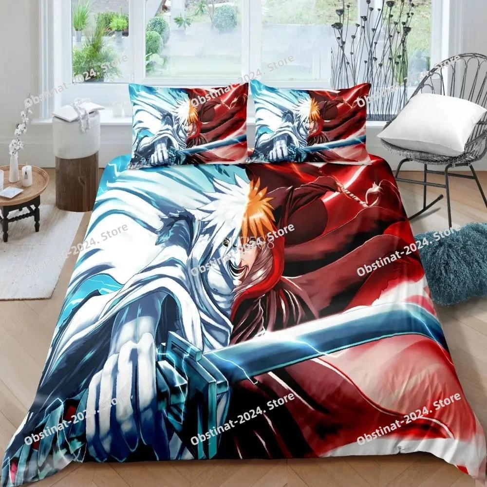 3D Bleach Kurosaki Ichigo Bedding Set Printed With Pillowcase Bed Duvet Cover Soft Single Double Queen Super King Size Bed Linen
