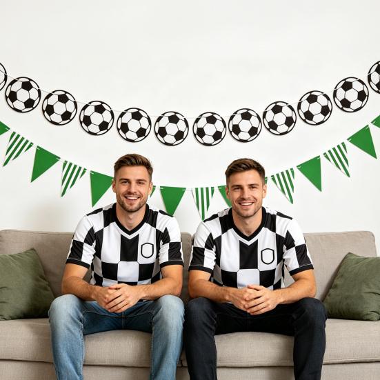 Fußballparty Wimpelkette Dreieckige Fahnen Bälle Girlande Sport-Thema Hängende Papierwimpel-Girlande für Fußballfans Heimparty-Zubehör