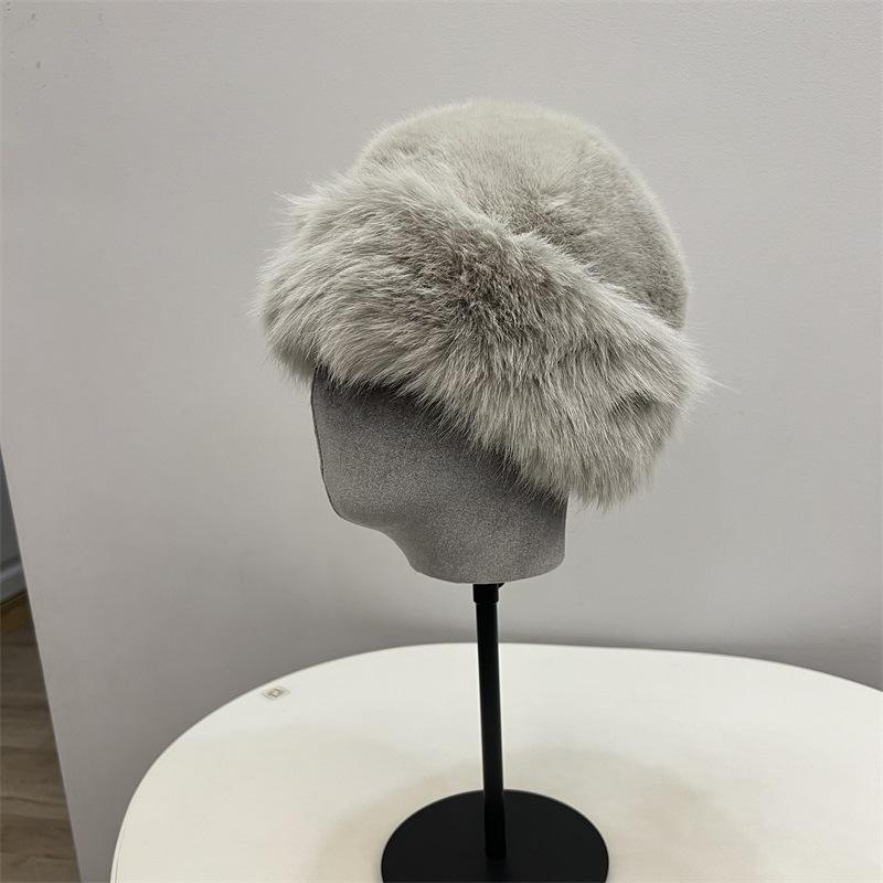 Winter warm hat women's imitation fur long rabbit fur dome fashion ear protection cold pullover hat northern wind and snow hat