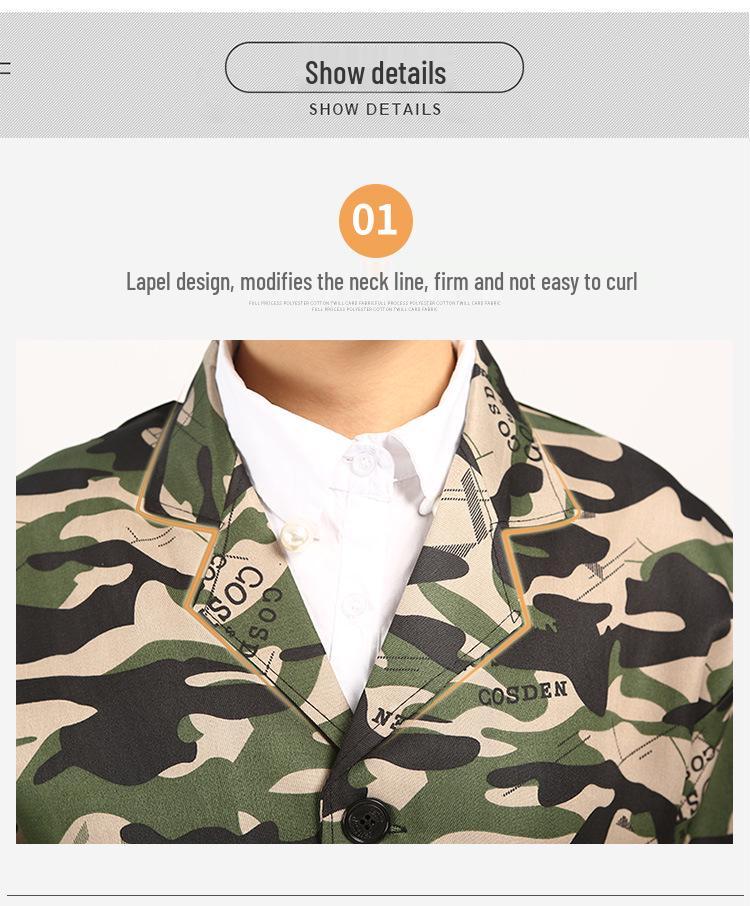 Unisex Dustproof Camouflage Labor Protection Coats with Logo Printing Option - Blue Long Coats