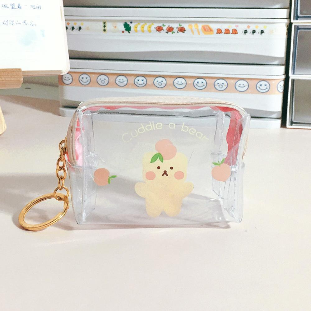 Kreative Bären Transparente Mädchen Münzbörse Kinder PVC Reißverschluss Kleingeldbörse Damen Mini Lippenstift Geldbörse Kaninchen Schlüsselkarten Tasche