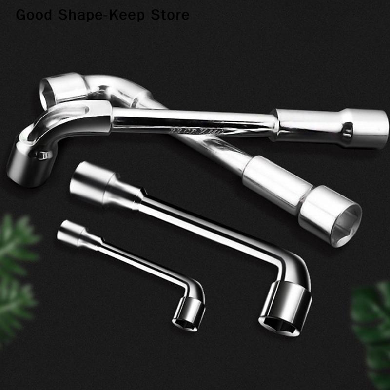 1Pc L Type Mini Wrench Pipe Perforation Elbow Universal Double Head Hex Socket Metric Wrench Kit 6 Point 6-15MM