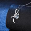 S925 Sterling Silver Bow Pendant with PT950 Plated 1 Carat D Color Moissanite Necklace for Women - Light Luxury.