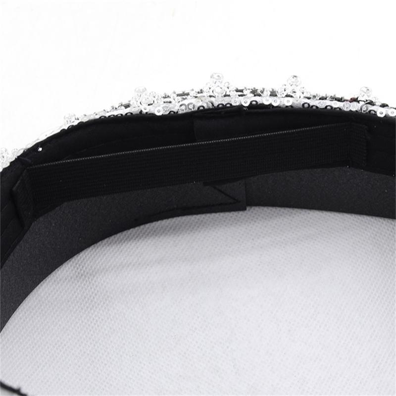 Gold Strass Kapitänsmütze für Hochzeit Mode Hut mit breiter Krempe Karneval Partyhut Damen Braut Fedora Hut Rollenspielhut