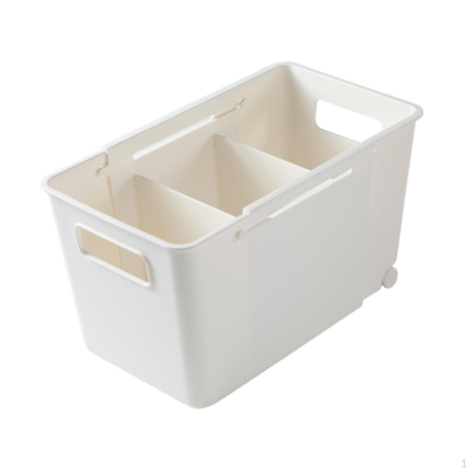 

Adjustable Drawer Organizer, Divider Container with Roller, Kitchen Storage Organizer Desk White Narrow