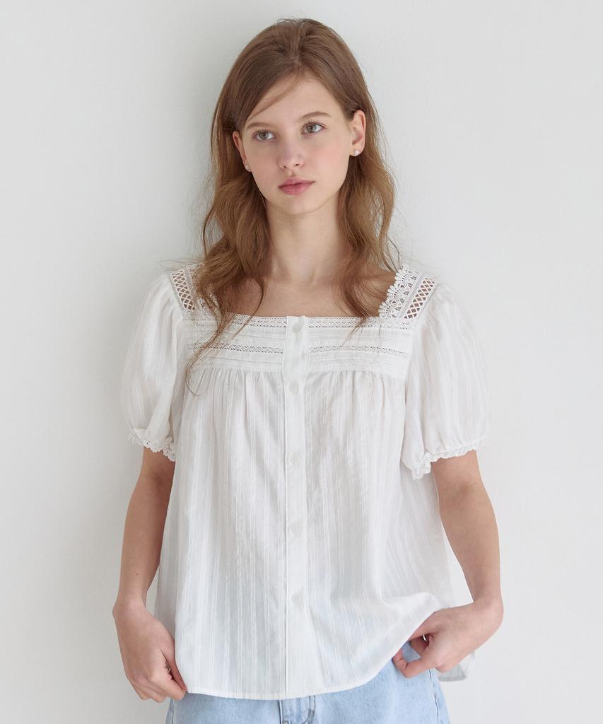NONLOCAL Multi Lace Pintuck Blouse - White