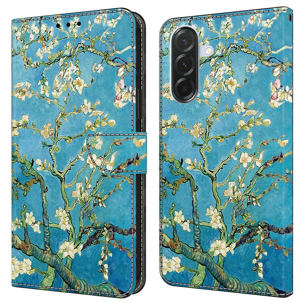 Kožené pouzdro pro Samsung Galaxy A16 5G/4G s potiskem vzoru, peněženkou a stojánkem, flipový kryt na telefon