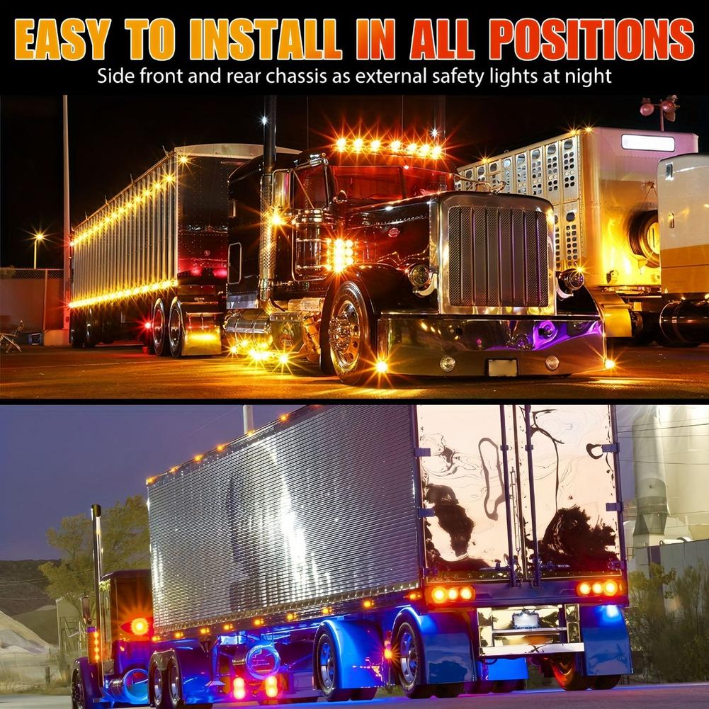 10Pcs 12/24V Vehicle LED Side Marker Light Mini Turn Signal Lamp Rear Light Stop Warning Light For Car Trailer Lorry Tractor Bus