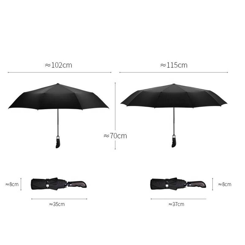 Automatic Men's Umbrella Wooden Handle  Large Double Umbrella Windproof Reinforced Rain Umbrella Car Folding Wind-resistant Gift
