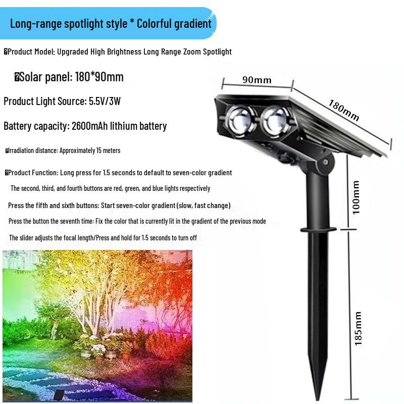 High Brightness Waterproof LED Solar Spotlights for Outdoor Lawn and Courtyard Lighting