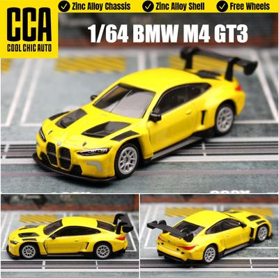 1/64 BMW M4 GT3 Corrida Modelo Miniatura CCA MSZ 3" Liga de Zinco Carro de Brinquedo Veículo Rodas Livres Metal Fundido Coleção Presente Para Crianças