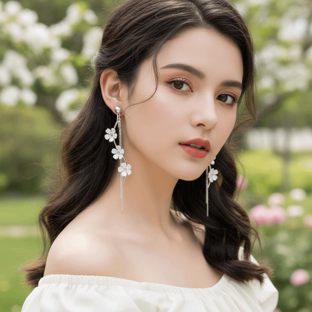 Versatile Pendant Earrings Tassel Flower Earrings Elegant Fringe Hoop Earrings  Stylish Occasions