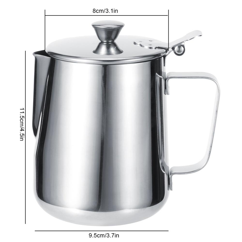 With Lid Milk Frothing Cup Stainless Steel Coffee Pitcher Steaming Jug Latte Art Cup Home Coffee 600ml