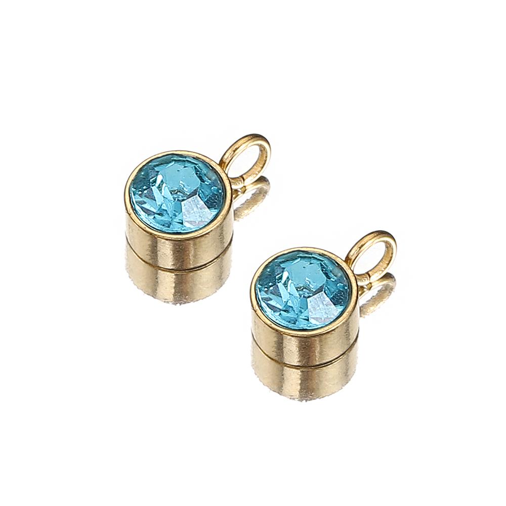 10pcs Stainless Steel Birthstones 6mm Zircon Charms Pendants Rhinestone Crystal Beads for Necklace Bracelet Jewelry Making DIY