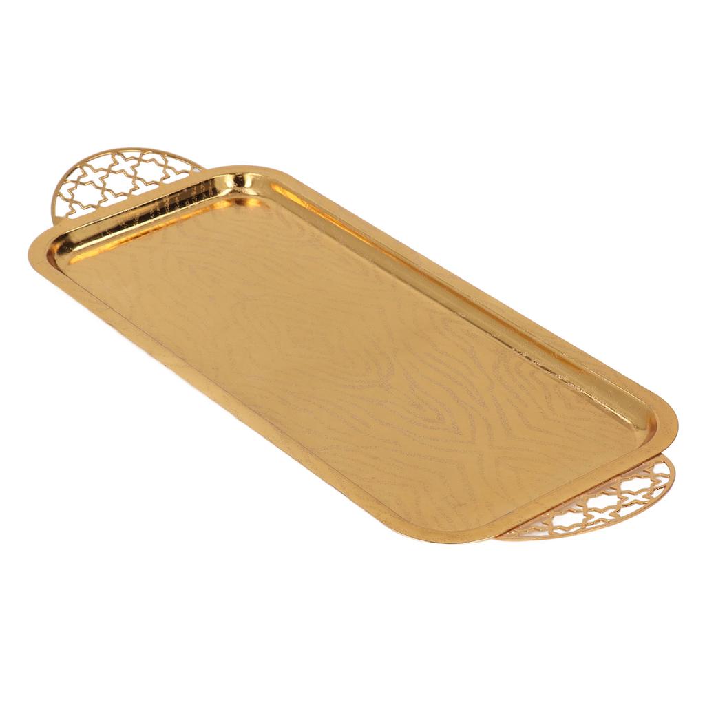 Serviertablett Gold Retro Leichter Luxus Länglich Wasserbecher Teetasse Obsttablett mit Sternengriff für Zuhause