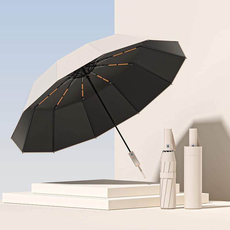 Umberley automatic umbrella, one-click full collection, large enlarged, thickened and reinforced, men's weather and rain dual-purpose folding