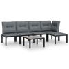 VidaXL 6-tlg. Garten-Lounge-Set Schwarz und Grau Poly Rattan
