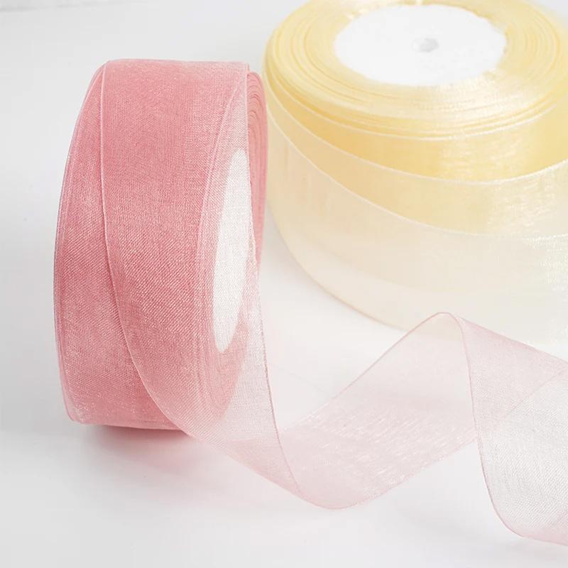 50yards Braided Hair Ribbon Binding Bow Ties DIY for Gift Wrapping 2.5cm Floral Bouquet Decorative Tulle Ribbon